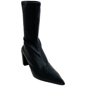 Jil Sander Black Stretch Leather Pointed Toe Ankle Boots